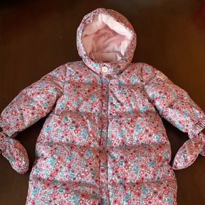 Baby Gap Ecopuffer Down Snowsuit Pink Floral